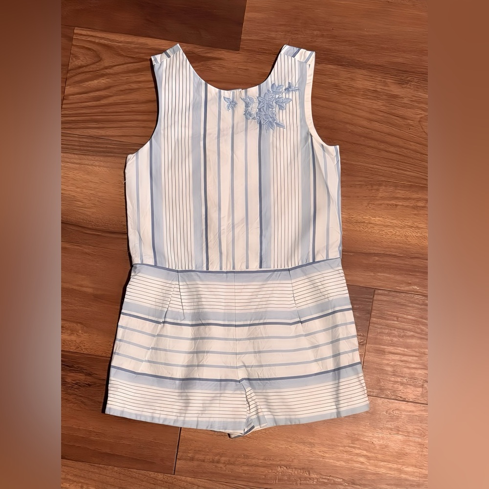 Janie and Jack Blue and White Striped Romper